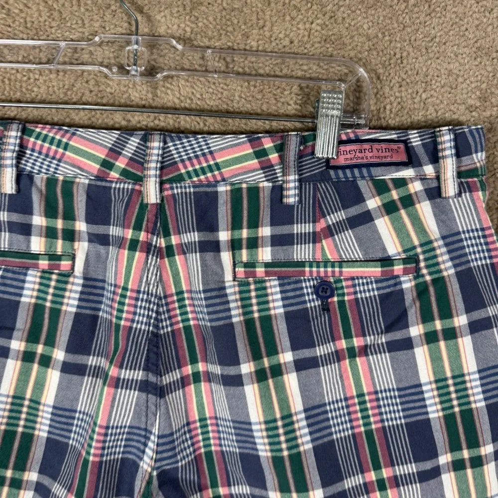 Vineyard Vines Plaid Shorts Mens 38 Multicolor Preppy Cotton Flat Front 9 Inseam